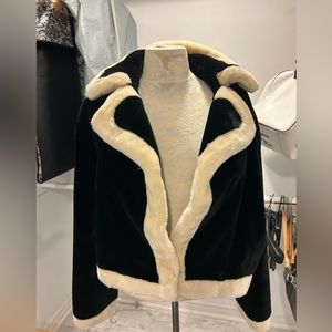 Faux Fur Crop Jacket Made in France Size Small